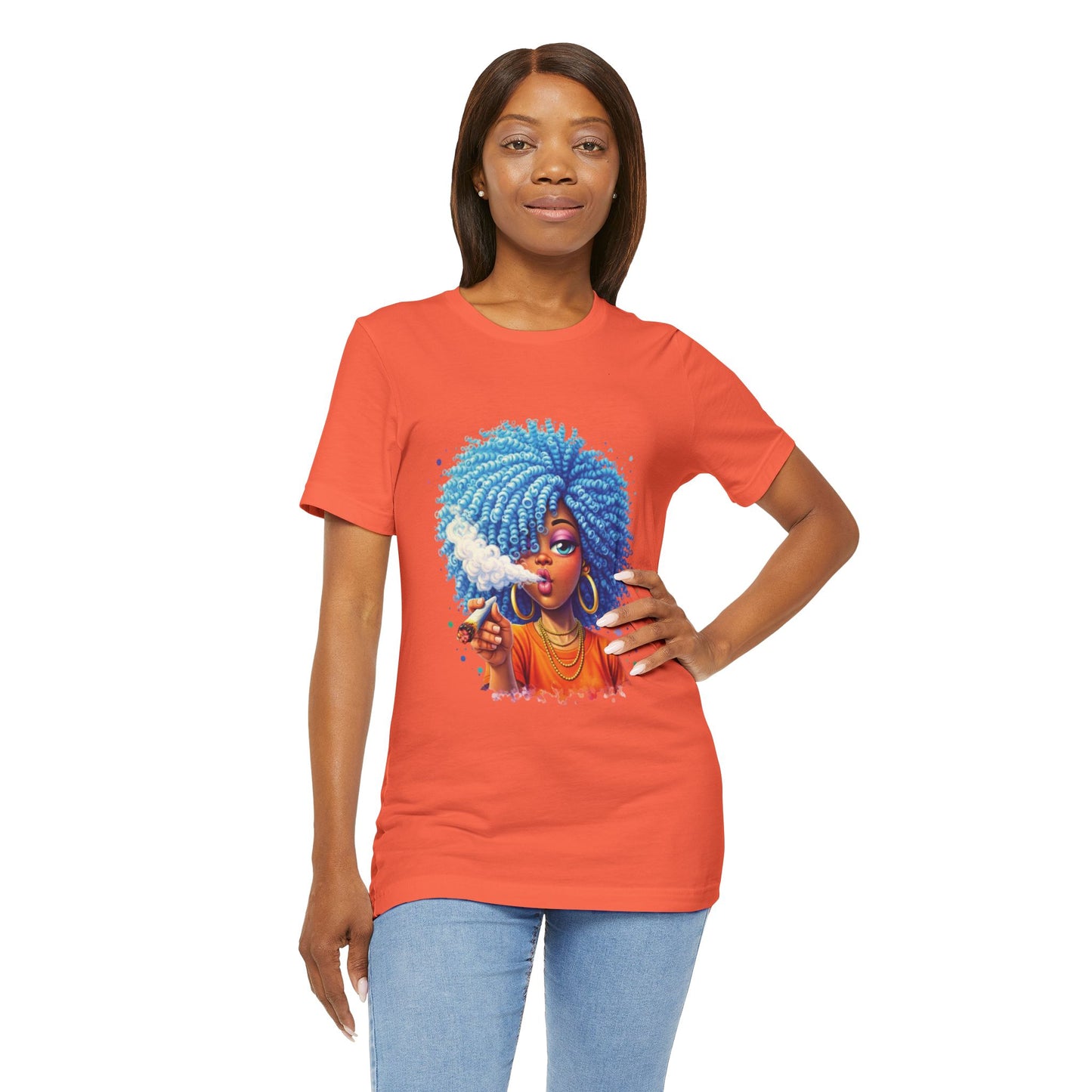 Afro Puff Vibes T-Shirt — Cool Blue Hair Graphic Tee