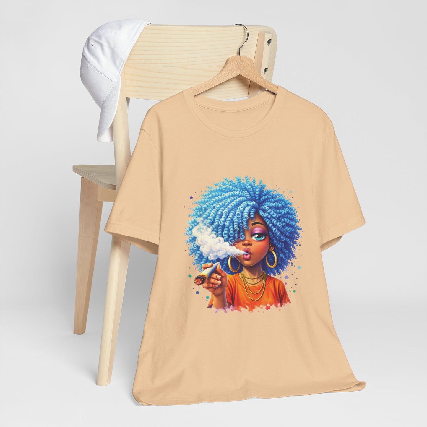 Afro Puff Vibes T-Shirt — Cool Blue Hair Graphic Tee