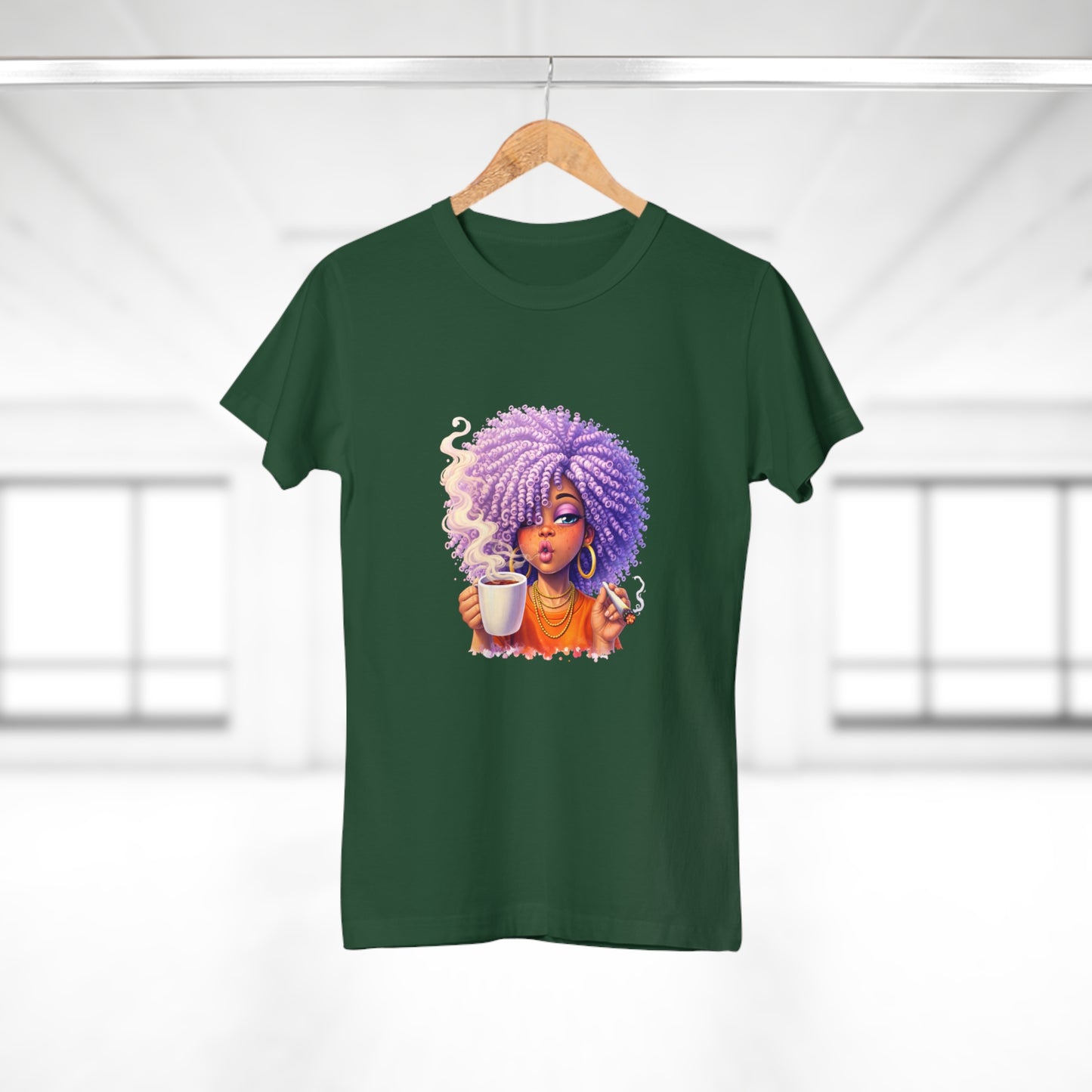 Women's T-Shirt — Afro Puff Coffee Girl Graphic Tee