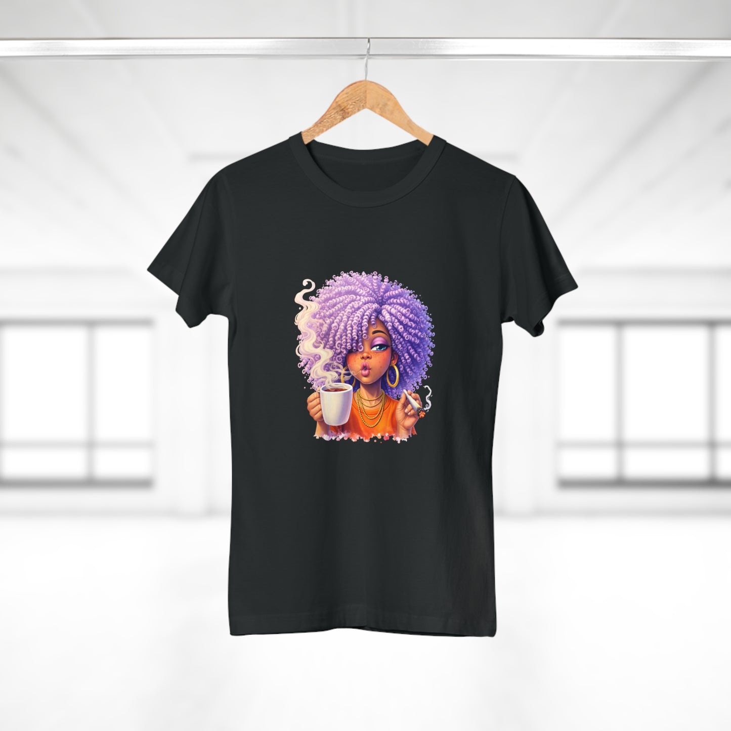 Women's T-Shirt — Afro Puff Coffee Girl Graphic Tee