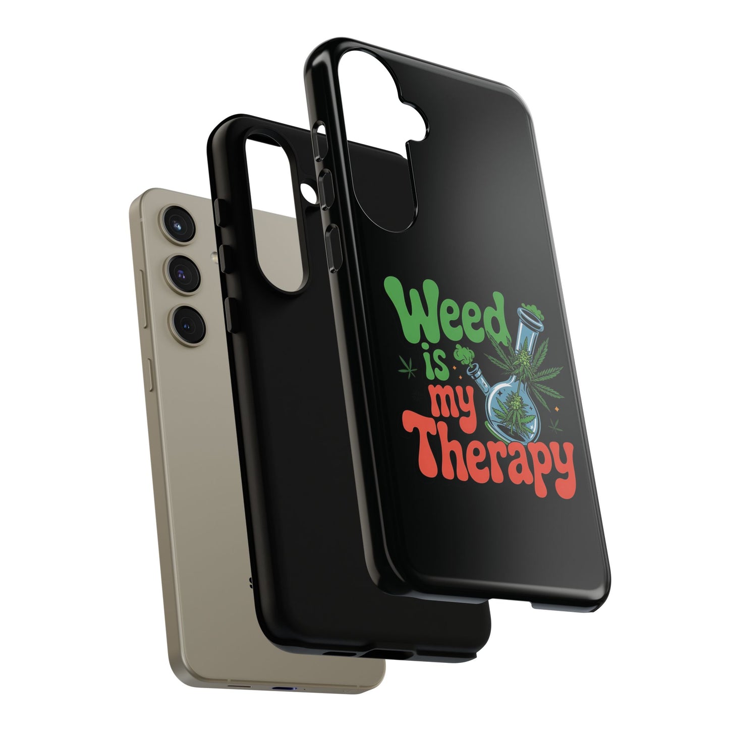 Phone Case — "Weed Is My Therapy" Retro Cannabis Design