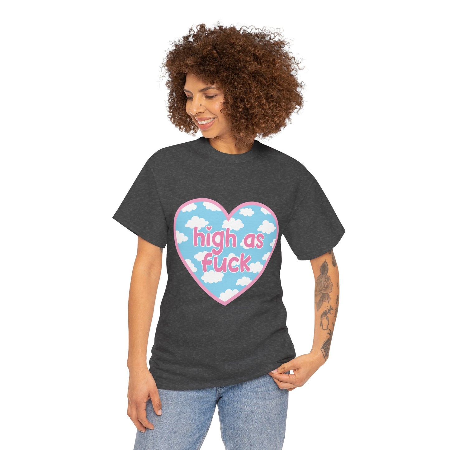 High as F*** Heart Tee — Cute Pastel Cloud Graphic T-Shirt