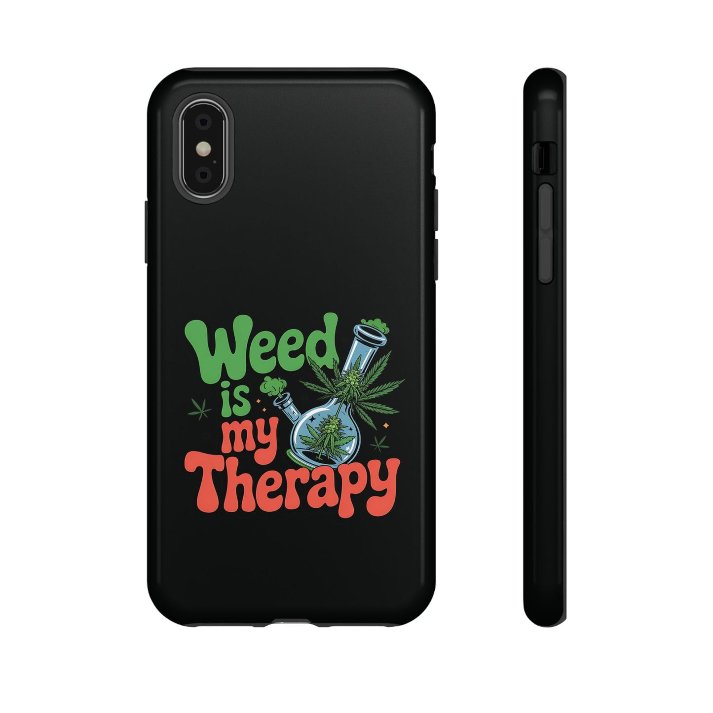 Phone Case — "Weed Is My Therapy" Retro Cannabis Design