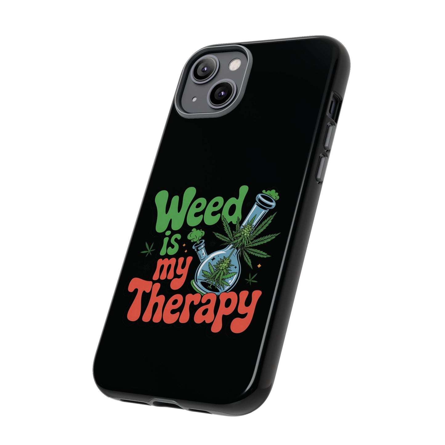 Phone Case — "Weed Is My Therapy" Retro Cannabis Design