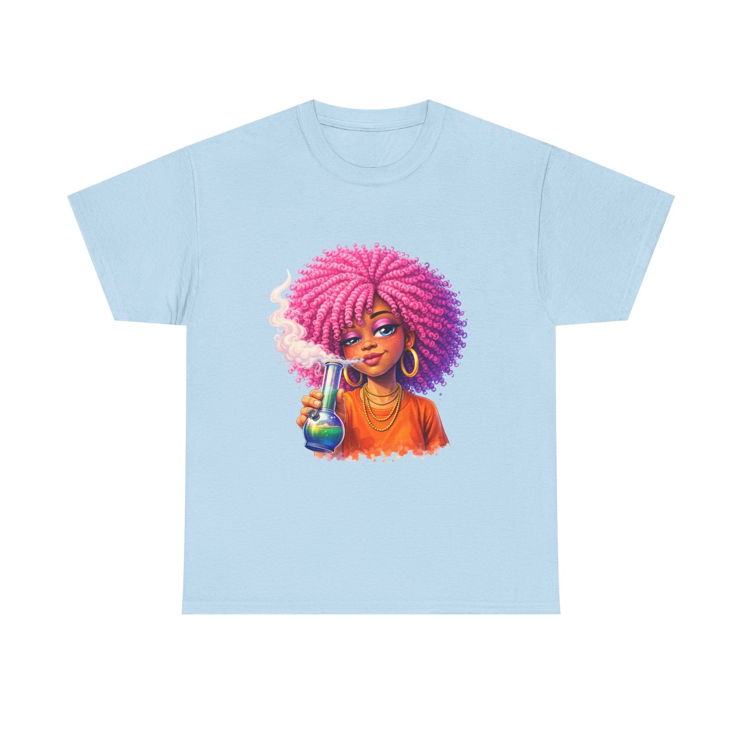 Pink Afro Girl Graphic Tee — Colorful Sassy Retro Portrait T‑Shirt