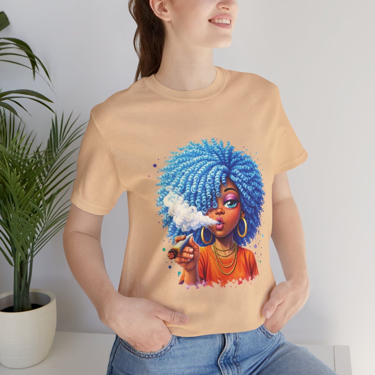 Afro Puff Vibes T-Shirt — Cool Blue Hair Graphic Tee