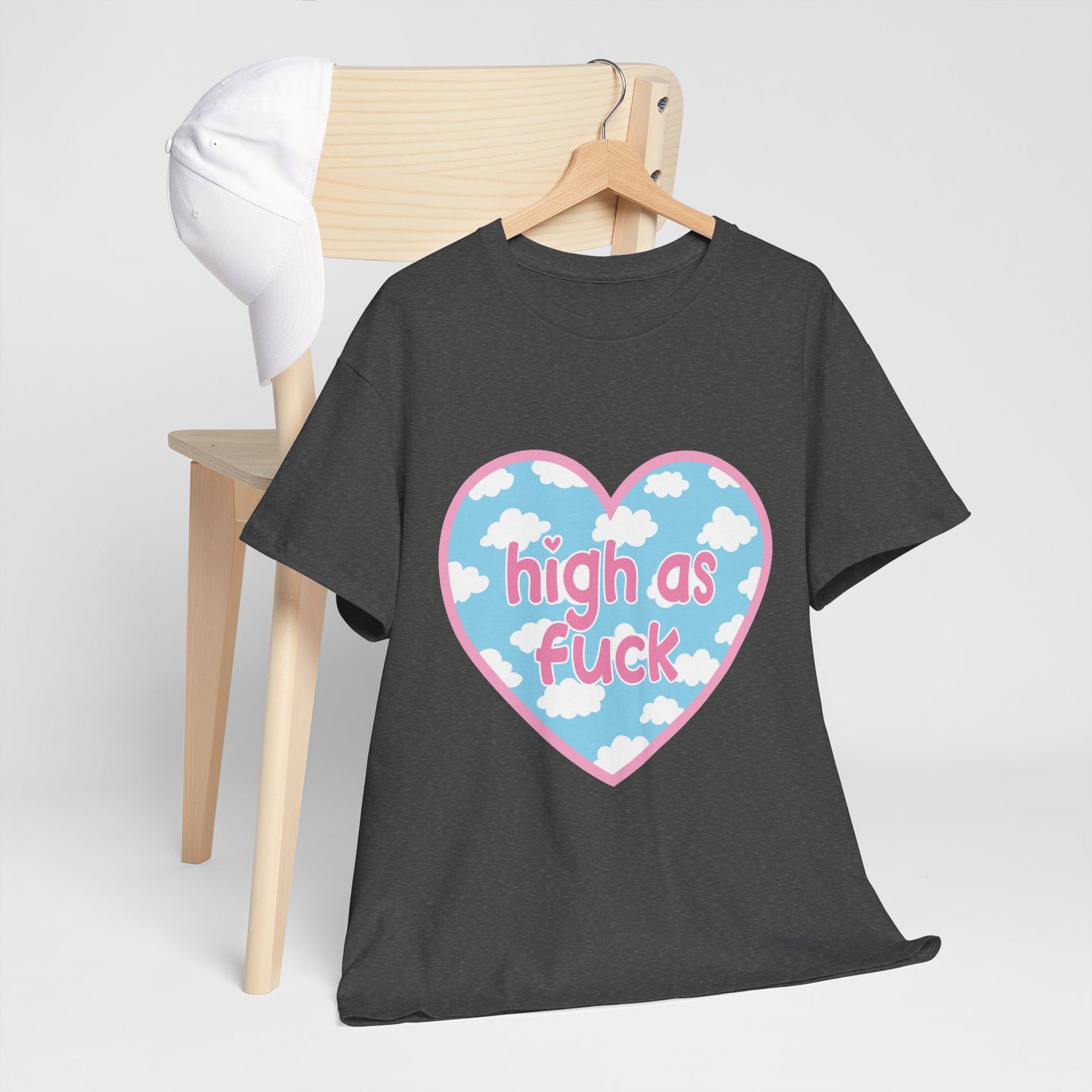 High as F*** Heart Tee — Cute Pastel Cloud Graphic T-Shirt