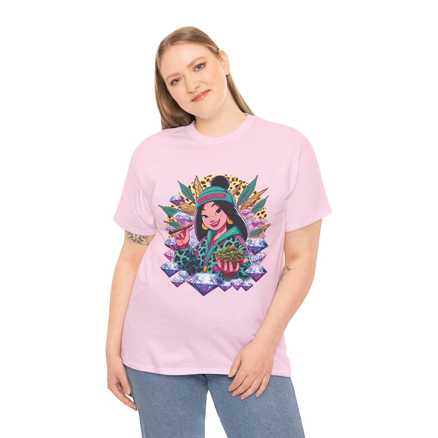Mulan Floral Portrait T‑Shirt — Vibrant Asian Princess Illustration Tee