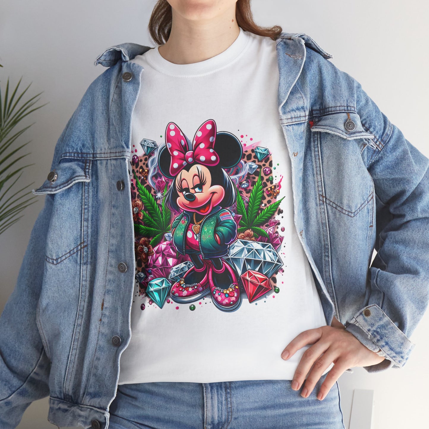 Minnie Mouse Floral Gem Tee — Cute Cartoon 420 Graphic T-Shirt