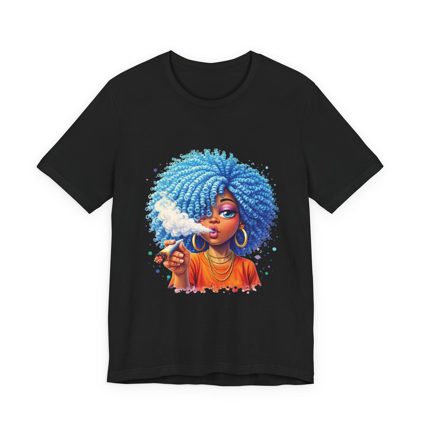 Afro Puff Vibes T-Shirt — Cool Blue Hair Graphic Tee