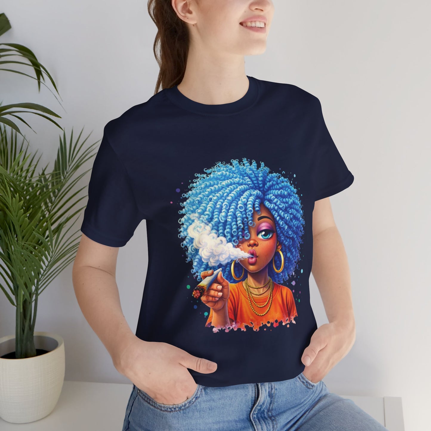 Afro Puff Vibes T-Shirt — Cool Blue Hair Graphic Tee