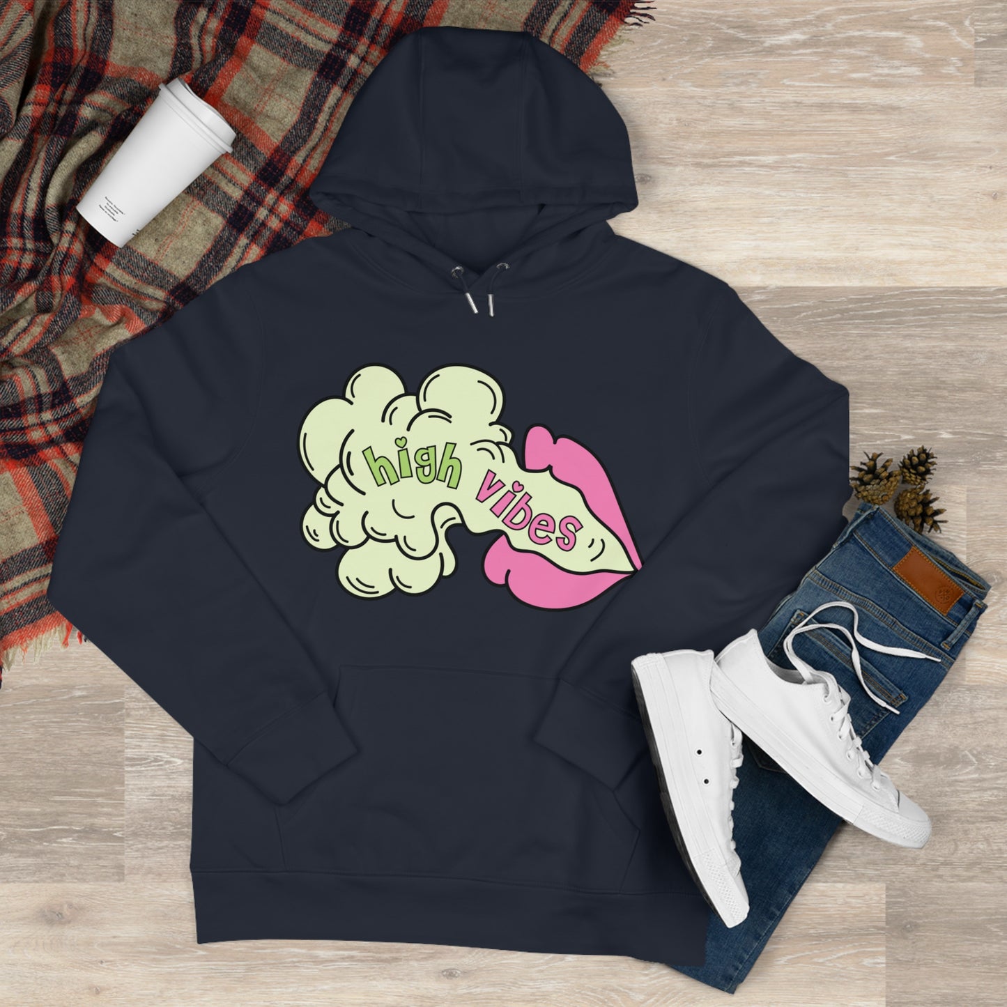 High Vibes Pot Princess Hoodie – Cute Pink Heart 420 Graphic Hooded Sweatshirt