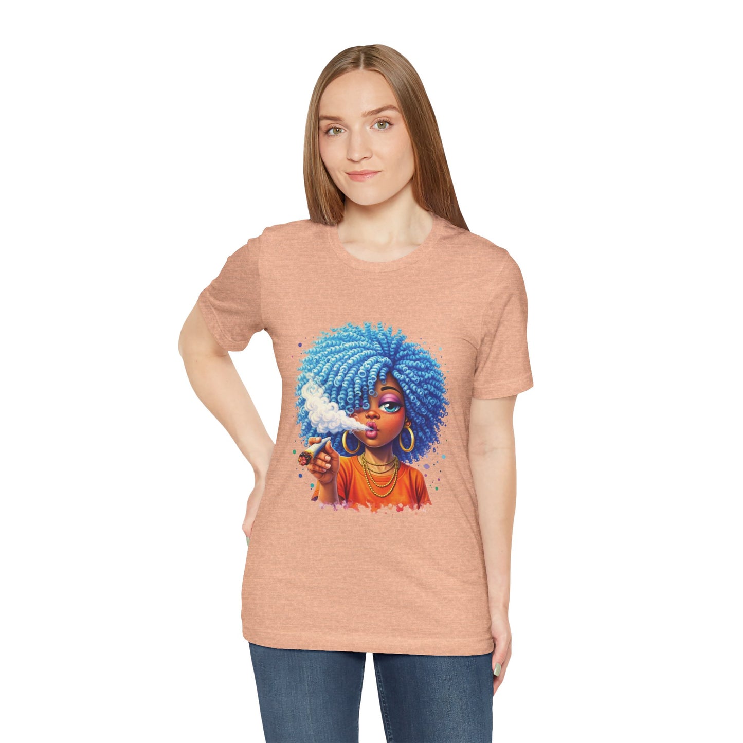 Afro Puff Vibes T-Shirt — Cool Blue Hair Graphic Tee