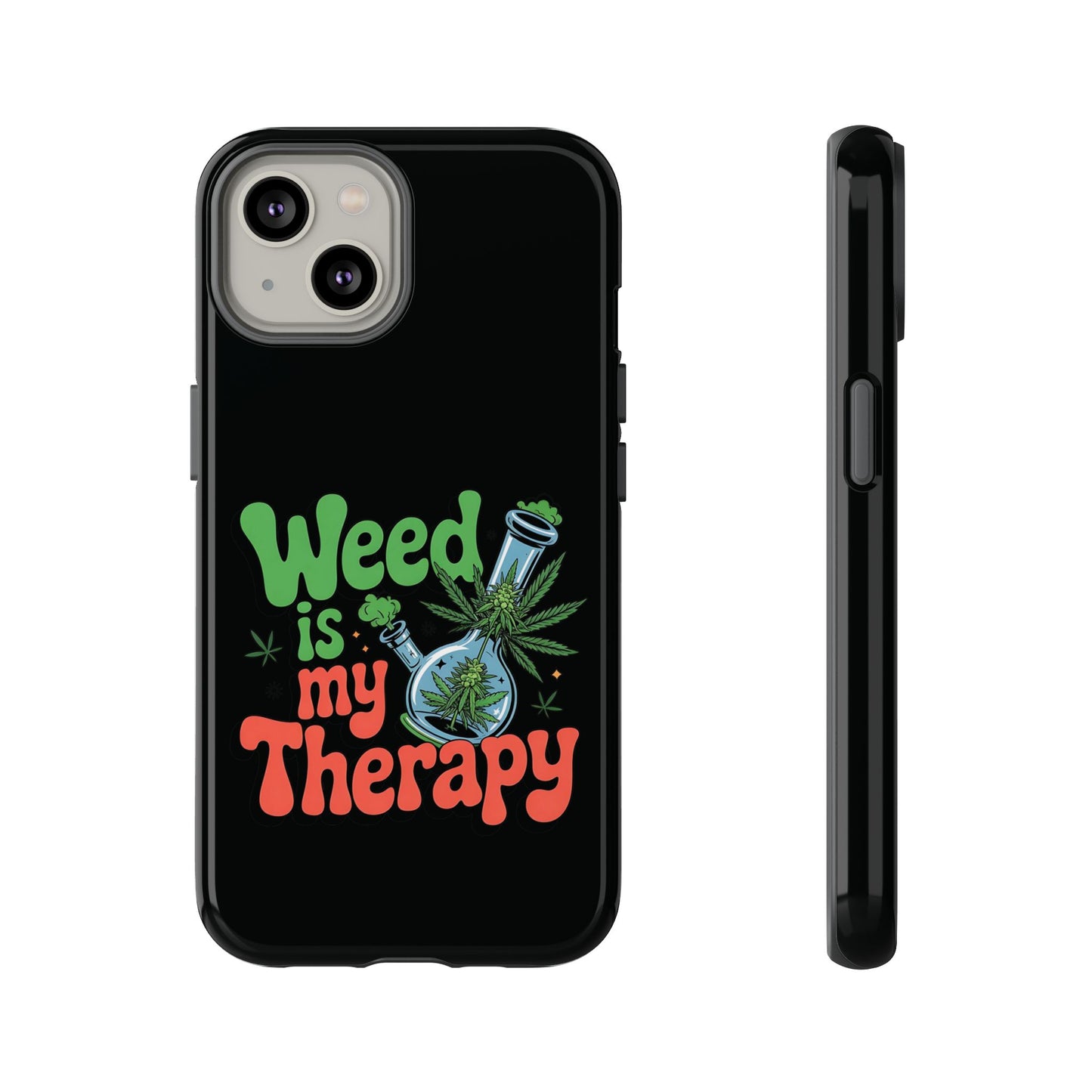 Phone Case — "Weed Is My Therapy" Retro Cannabis Design