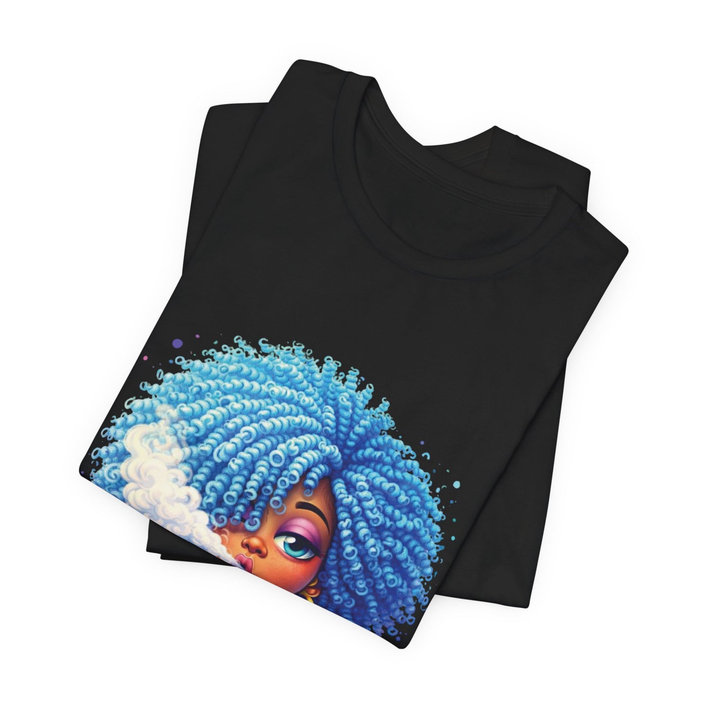 Afro Puff Vibes T-Shirt — Cool Blue Hair Graphic Tee