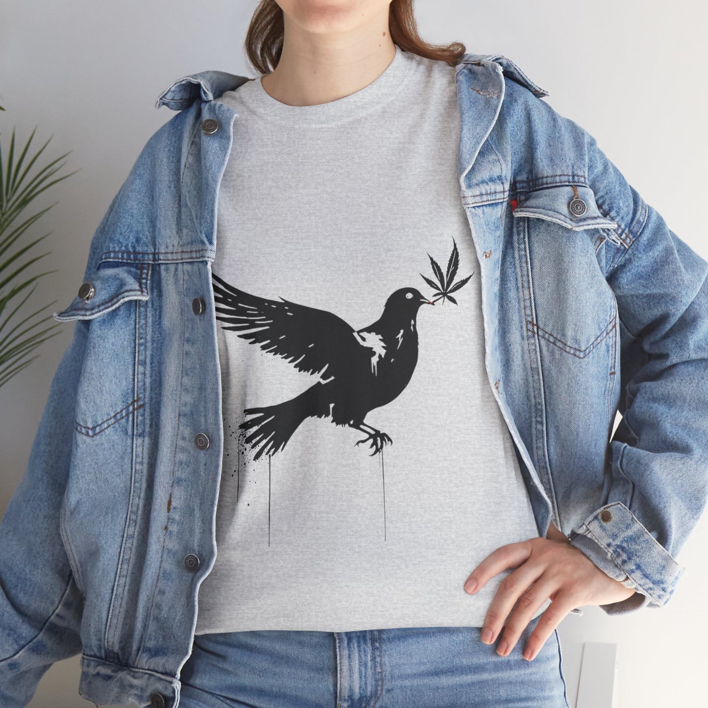 Dove with Weed Leaf Tee — Peace Dove Graphic T-Shirt