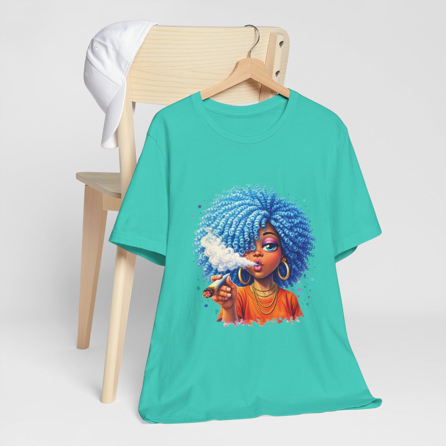 Afro Puff Vibes T-Shirt — Cool Blue Hair Graphic Tee