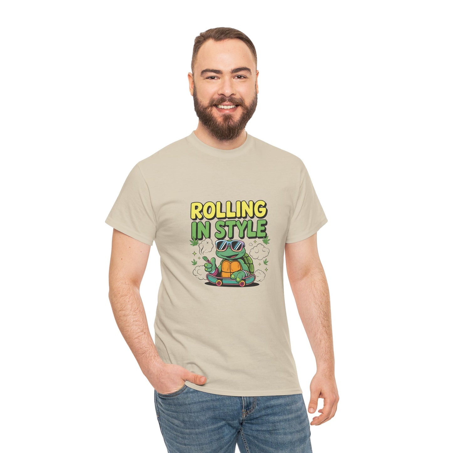Rolling in Style Turtle T-Shirt — Cute Cartoon Turtle Graphic Tee