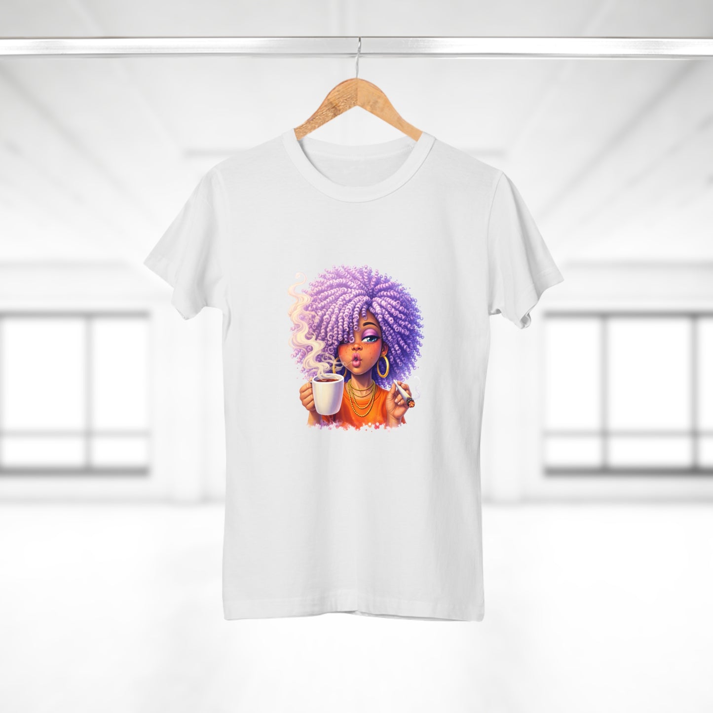 Women's T-Shirt — Afro Puff Coffee Girl Graphic Tee