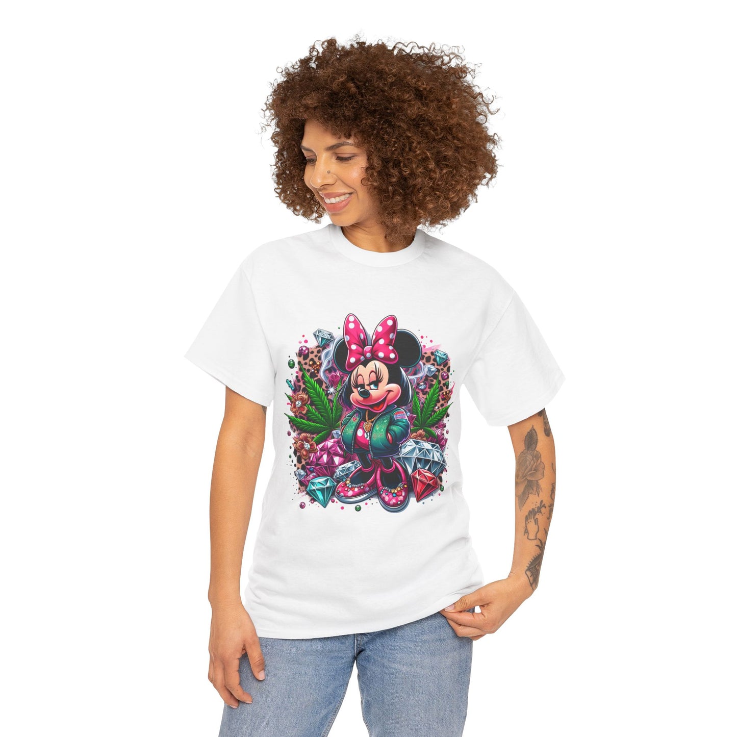 Minnie Mouse Floral Gem Tee — Cute Cartoon 420 Graphic T-Shirt