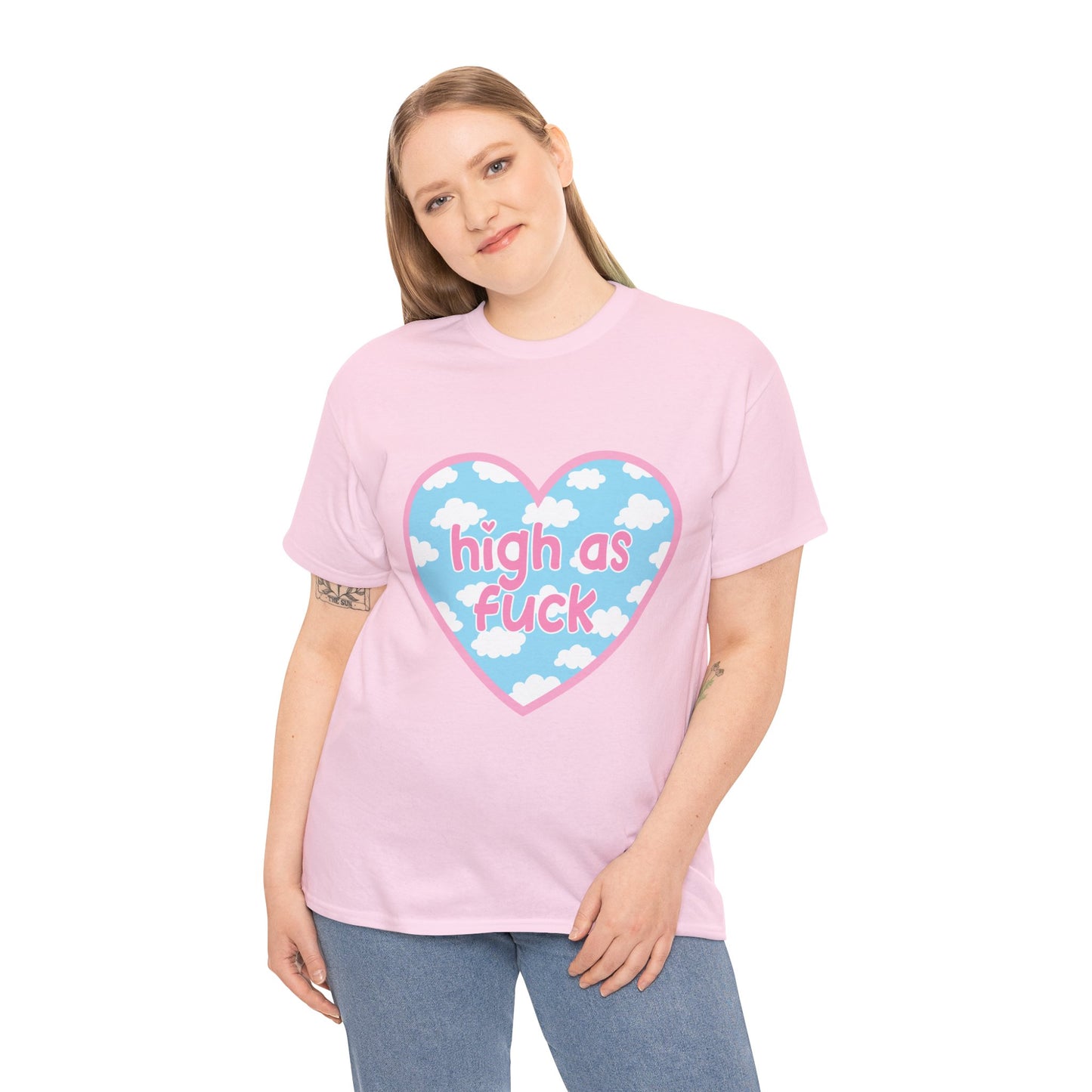 High as F*** Heart Tee — Cute Pastel Cloud Graphic T-Shirt