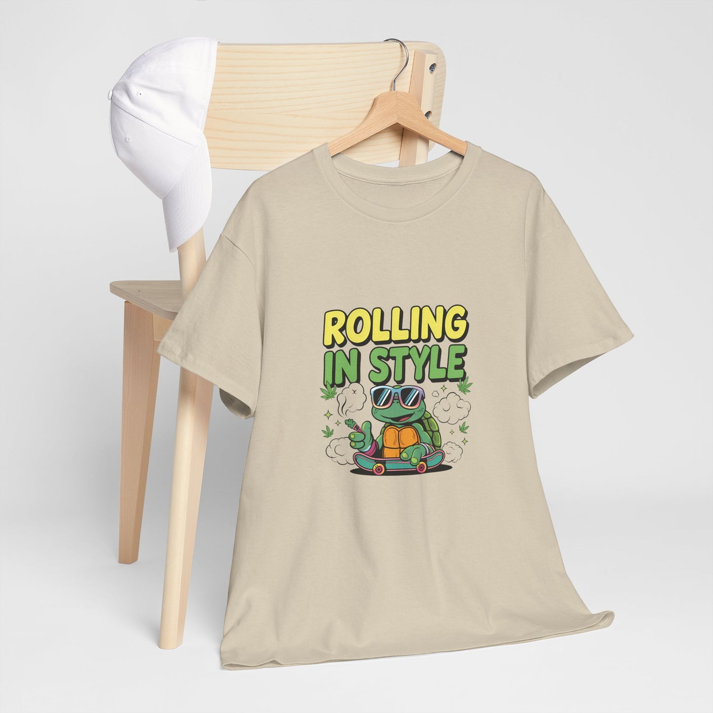 Rolling in Style Turtle T-Shirt — Cute Cartoon Turtle Graphic Tee
