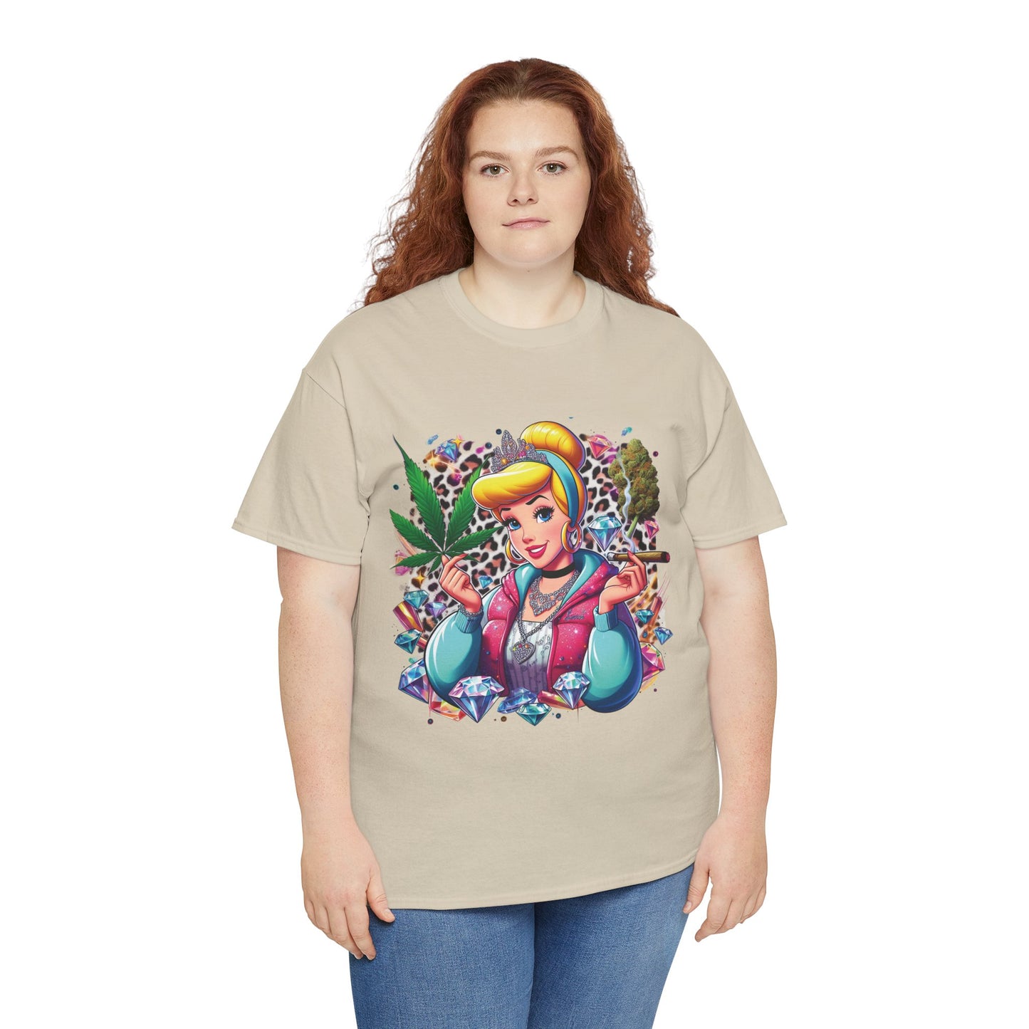 Cinderella Stoner Graphic Tee — Retro Princess Smoking Weed Art Shirt