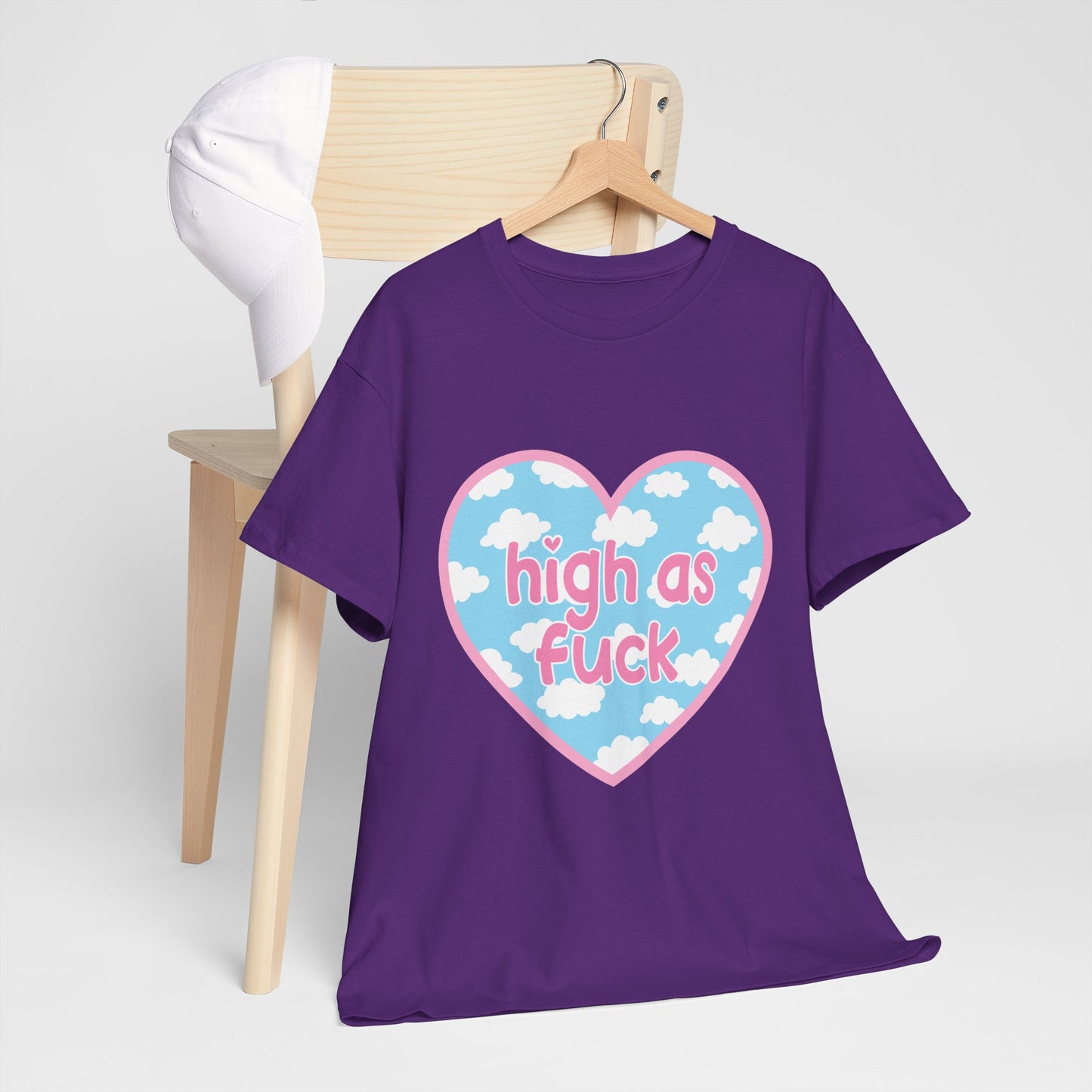High as F*** Heart Tee — Cute Pastel Cloud Graphic T-Shirt