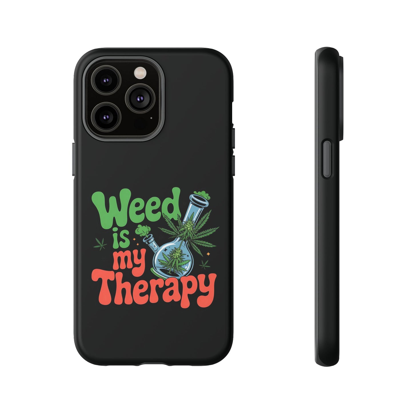 Phone Case — "Weed Is My Therapy" Retro Cannabis Design