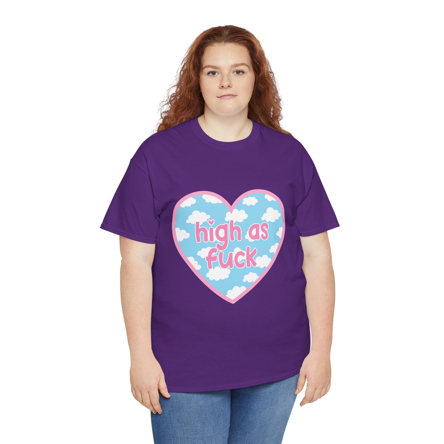 High as F*** Heart Tee — Cute Pastel Cloud Graphic T-Shirt