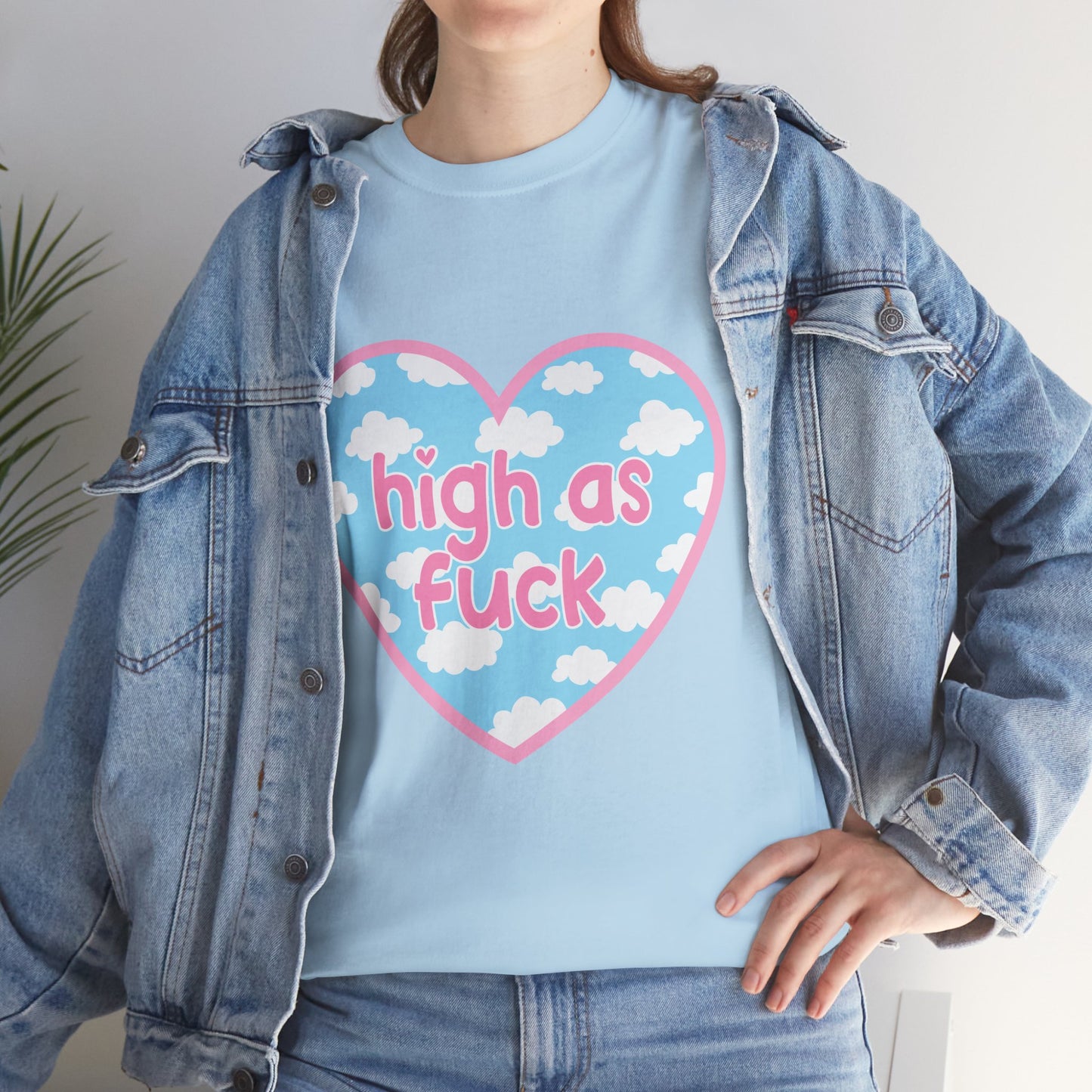 High as F*** Heart Tee — Cute Pastel Cloud Graphic T-Shirt