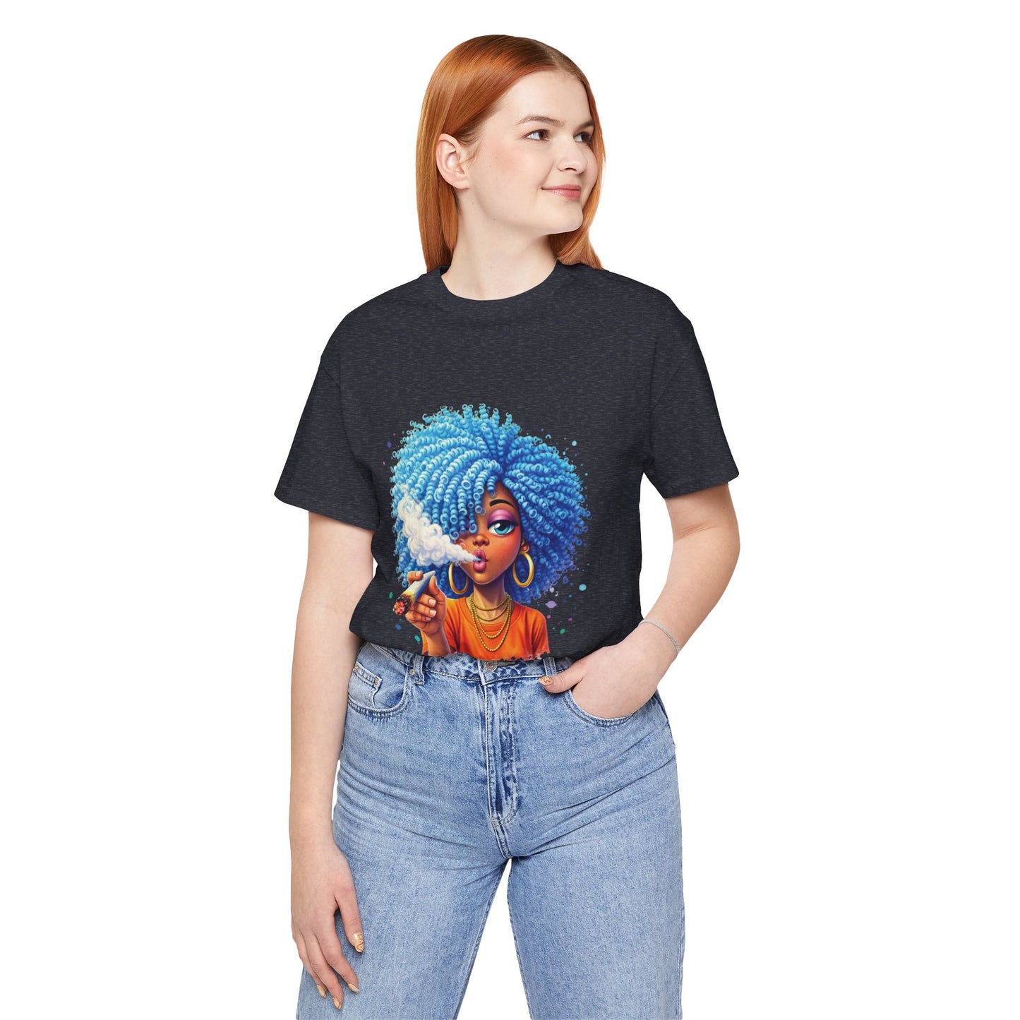 Afro Puff Vibes T-Shirt — Cool Blue Hair Graphic Tee