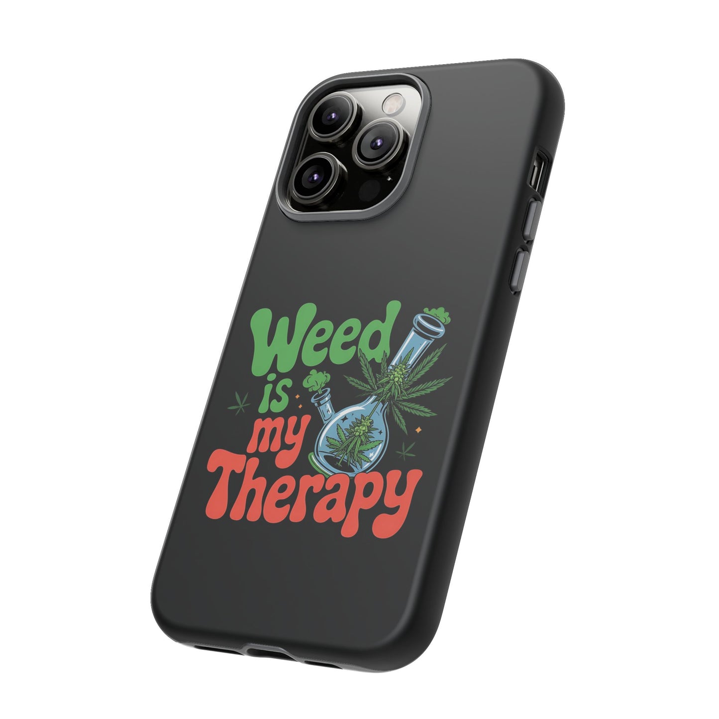 Phone Case — "Weed Is My Therapy" Retro Cannabis Design