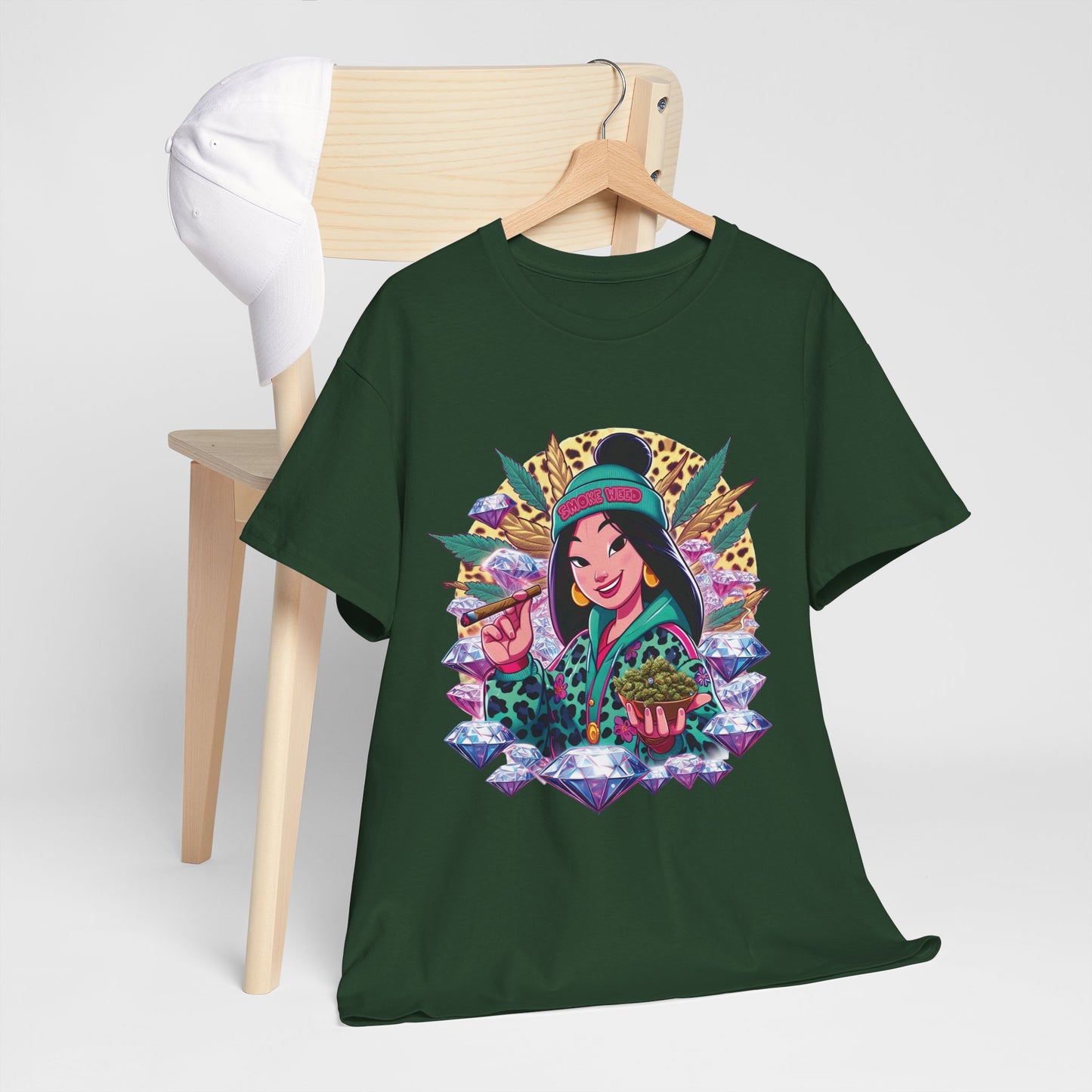 Mulan Floral Portrait T‑Shirt — Vibrant Asian Princess Illustration Tee