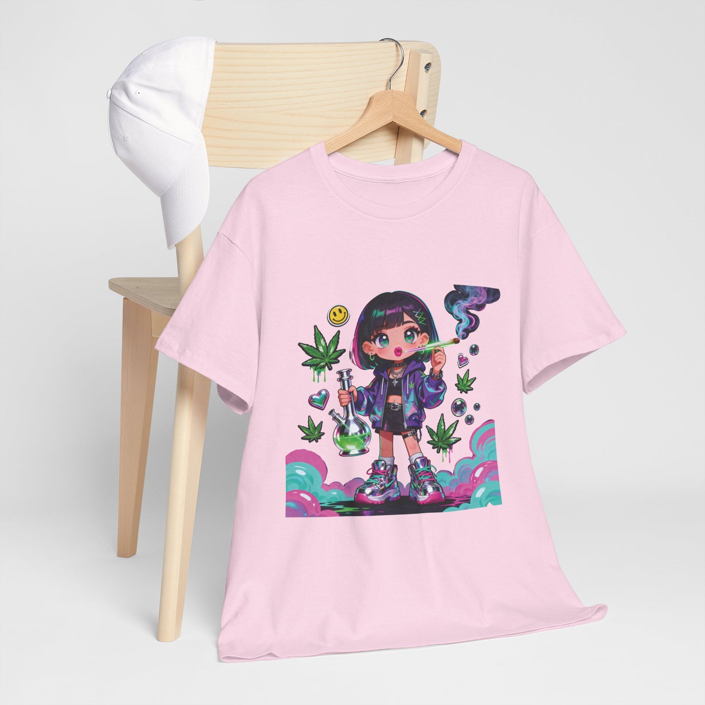 Graphic Tee — Cute Grunge Girl with 420 Art (Kawaii Stoner Aesthetic)
