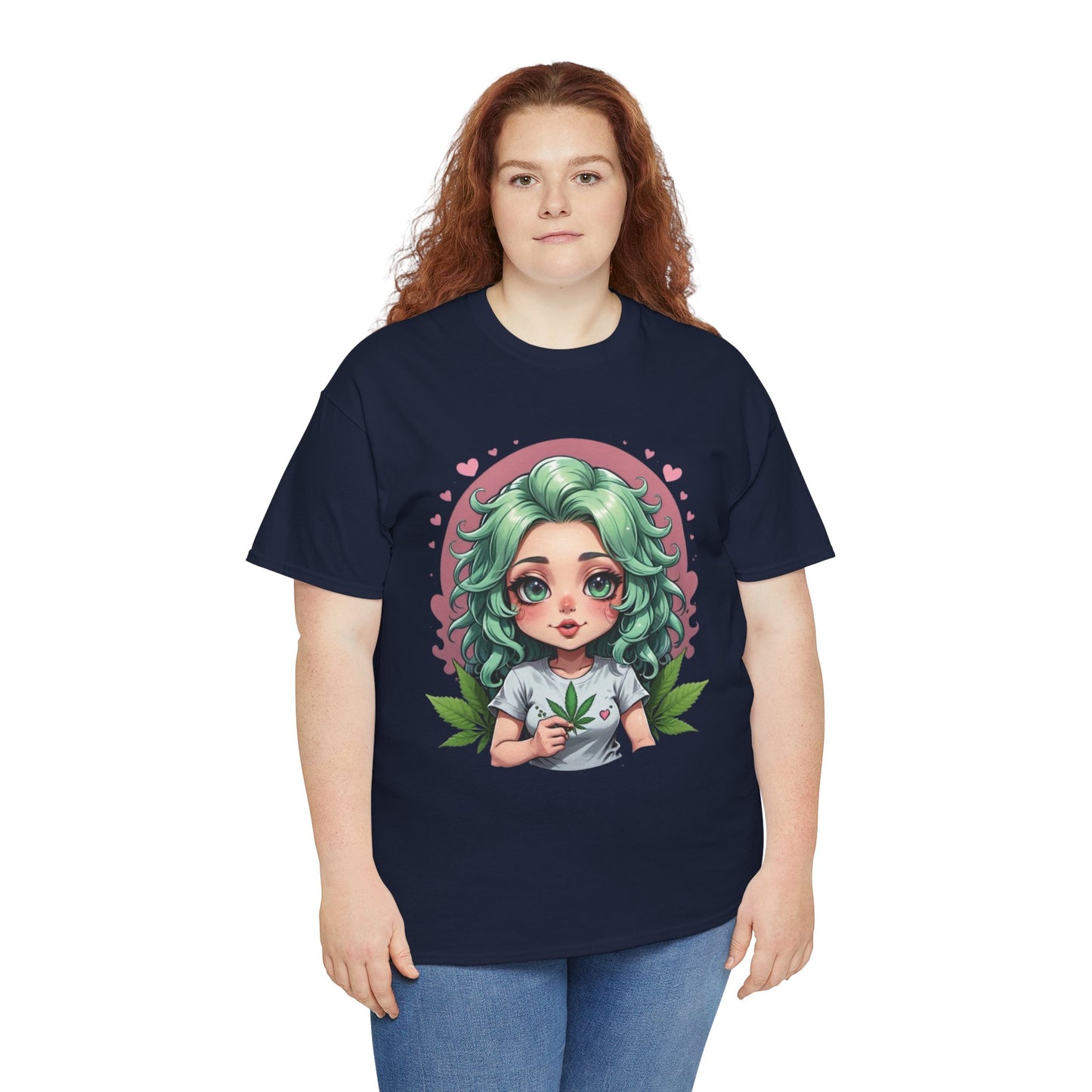 Plant Girl Cute Tee — Green Hair Anime Girl Graphic T-Shirt