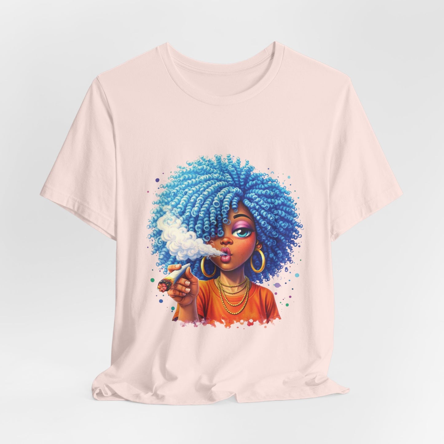 Afro Puff Vibes T-Shirt — Cool Blue Hair Graphic Tee