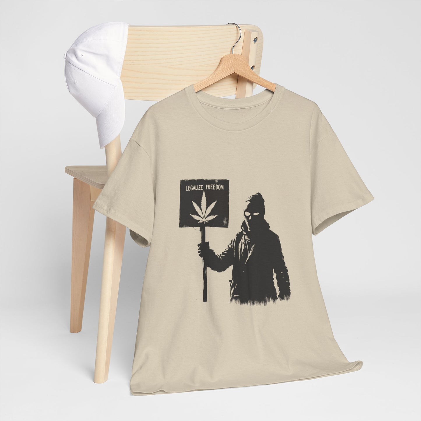 Protester Holding 'Legalize Freedom' Weed Tee
