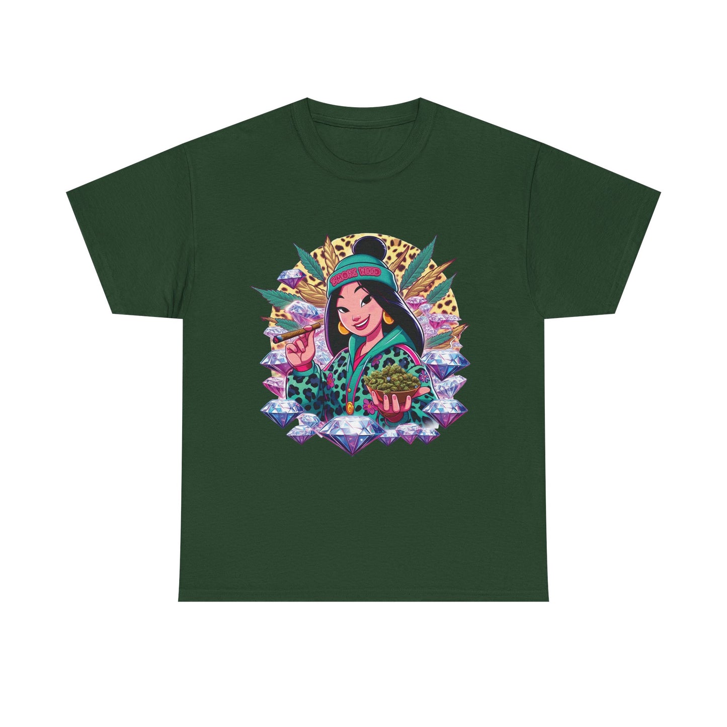 Mulan Floral Portrait T‑Shirt — Vibrant Asian Princess Illustration Tee