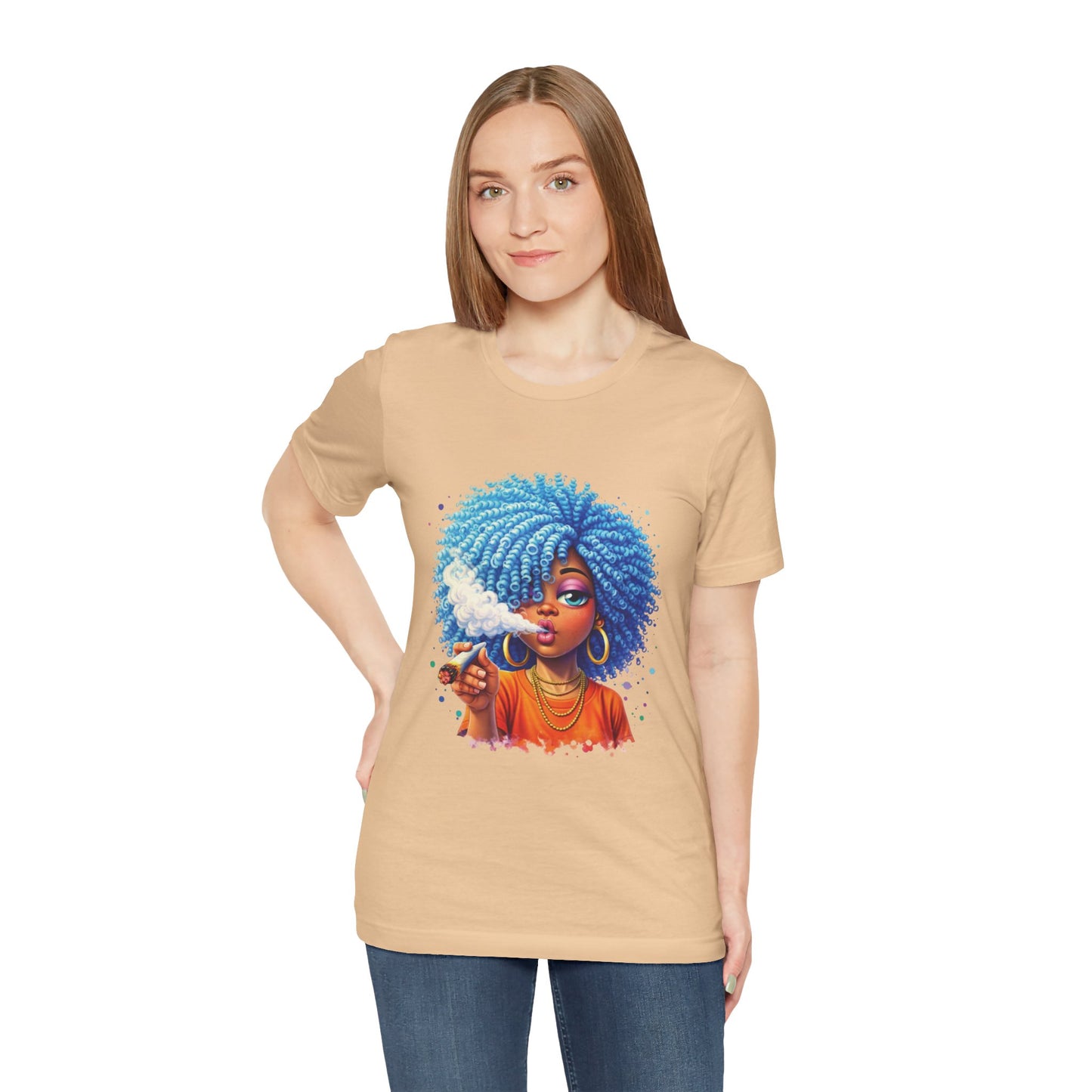 Afro Puff Vibes T-Shirt — Cool Blue Hair Graphic Tee