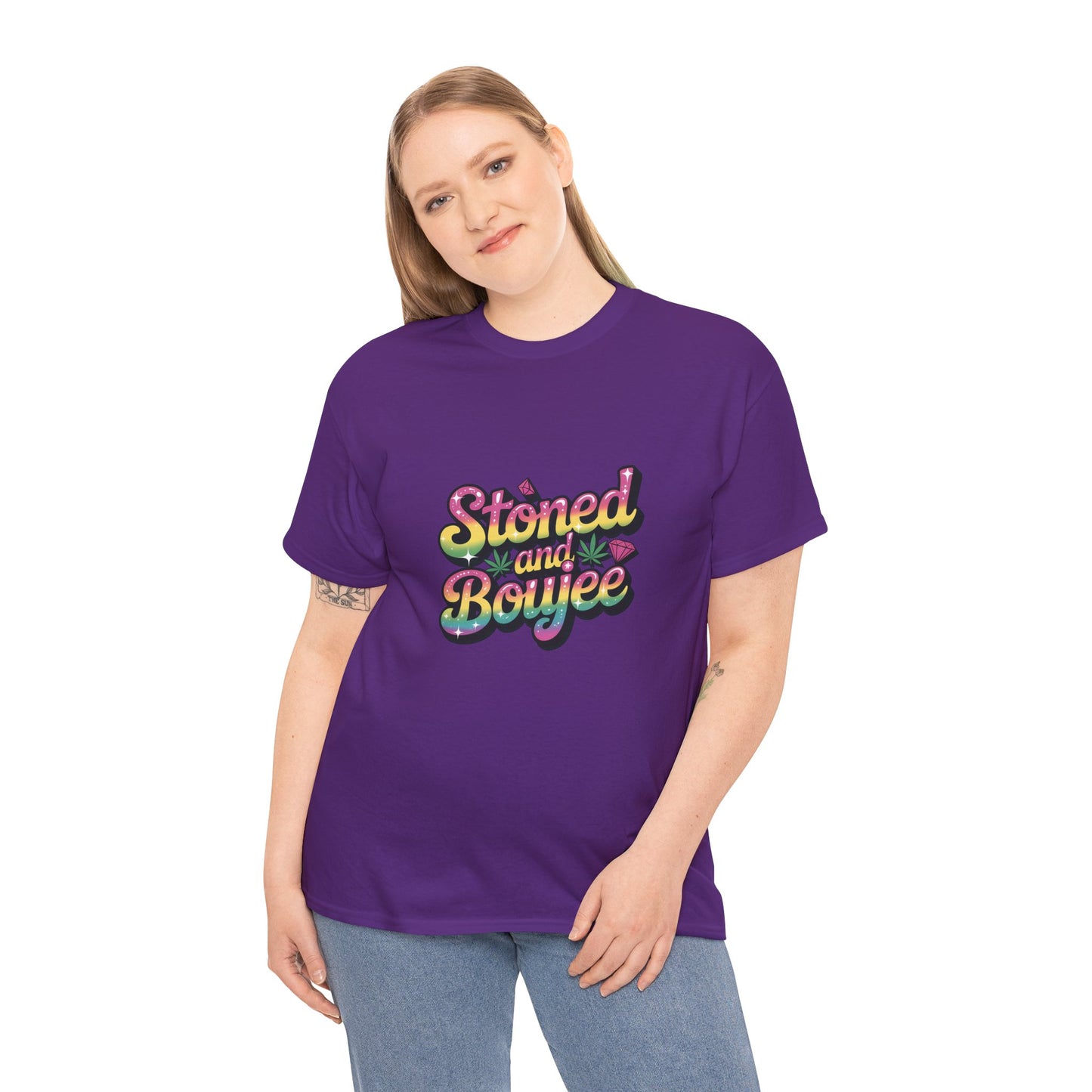 T-Shirt — "Stoned and Boujee" Colorful Retro Graphic Tee