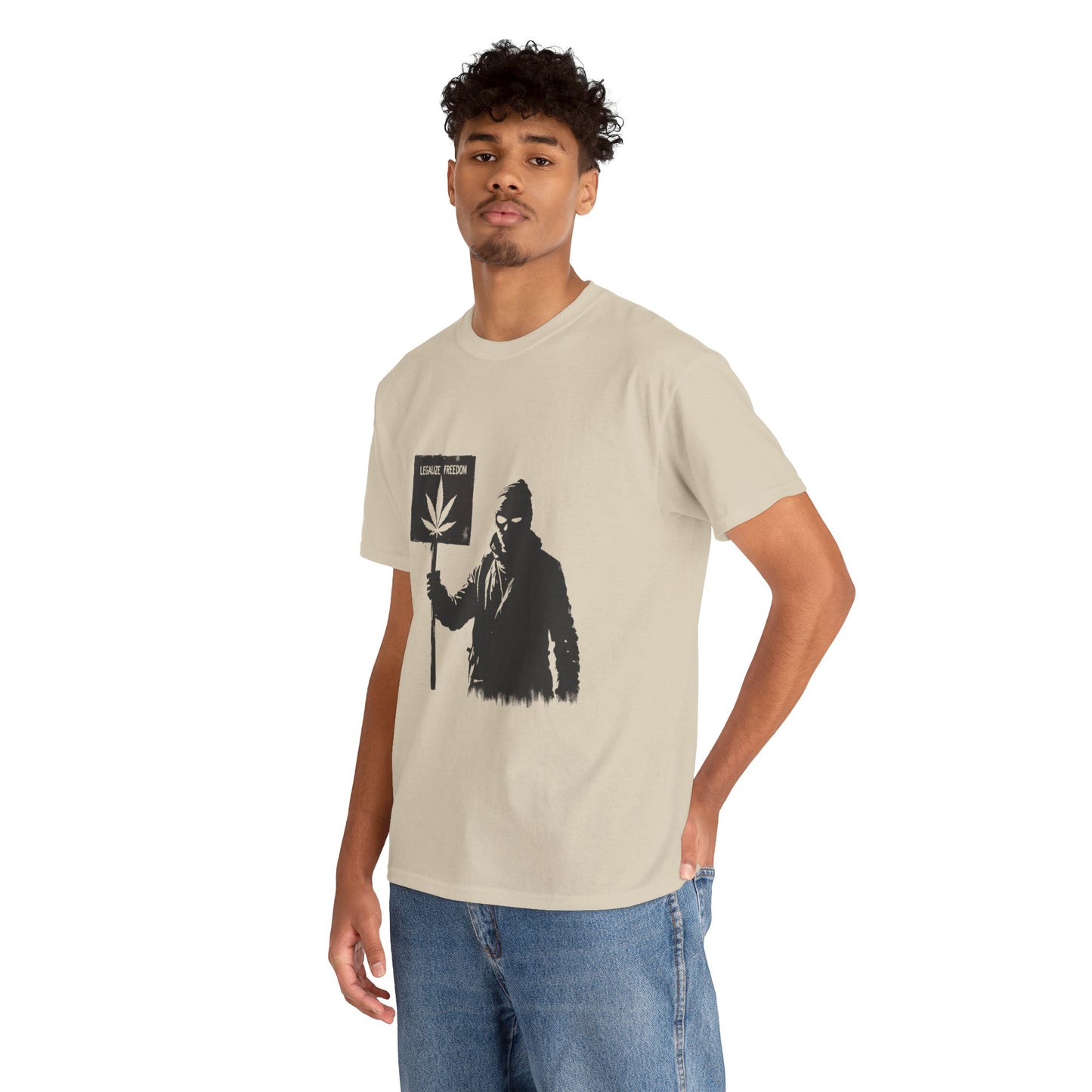 Protester Holding 'Legalize Freedom' Weed Tee