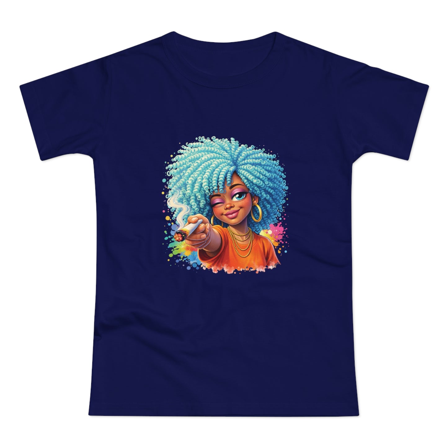 Afro Girl Pointing Graphic T-Shirt — Colorful Natural Hair Illustration Tee