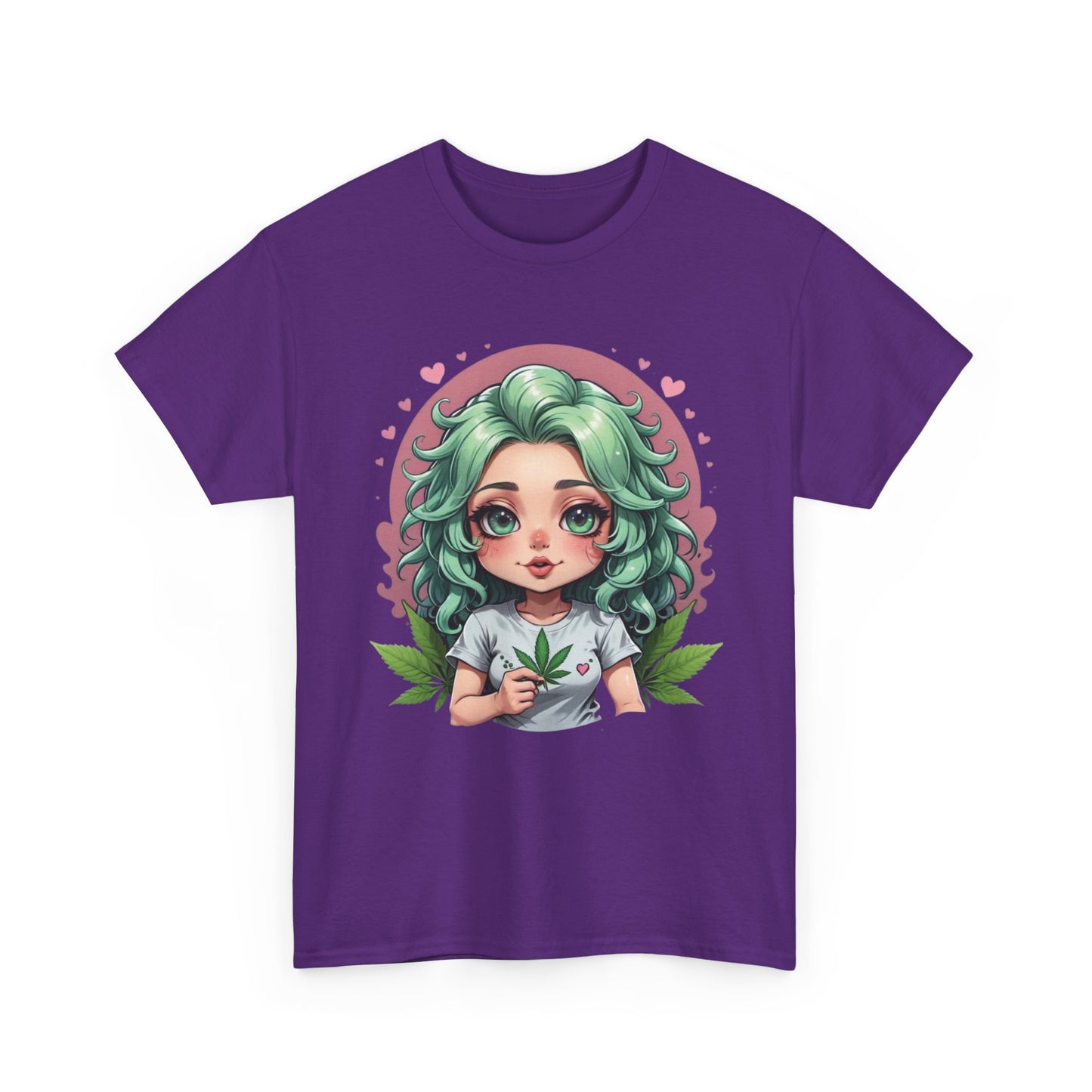 Plant Girl Cute Tee — Green Hair Anime Girl Graphic T-Shirt