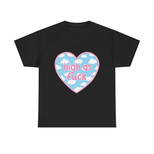 High as F*** Heart Tee — Cute Pastel Cloud Graphic T-Shirt
