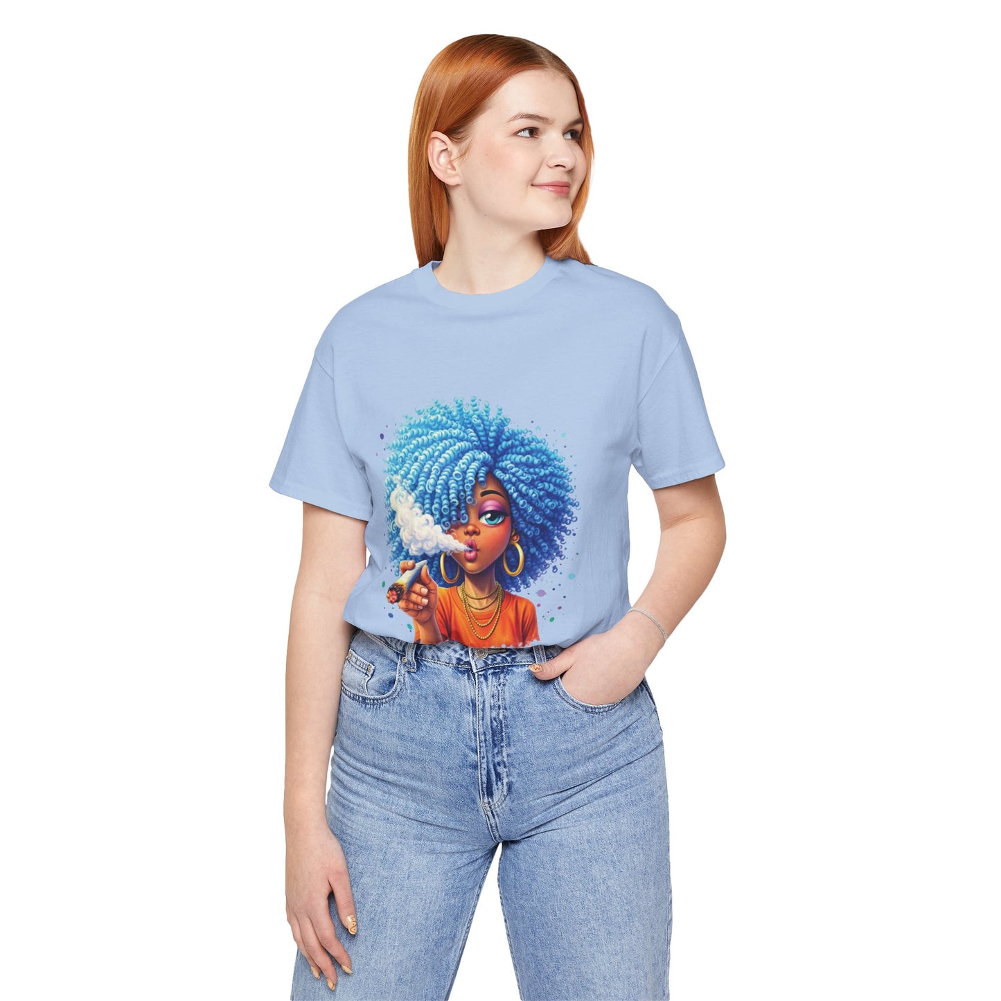 Afro Puff Vibes T-Shirt — Cool Blue Hair Graphic Tee