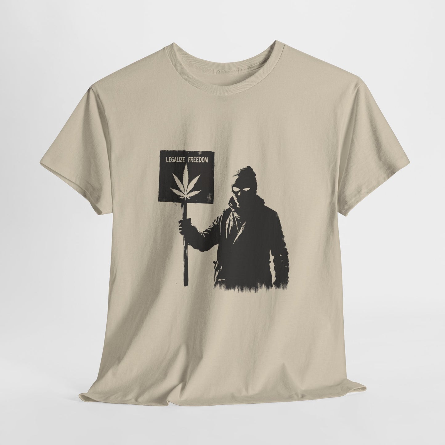 Protester Holding 'Legalize Freedom' Weed Tee