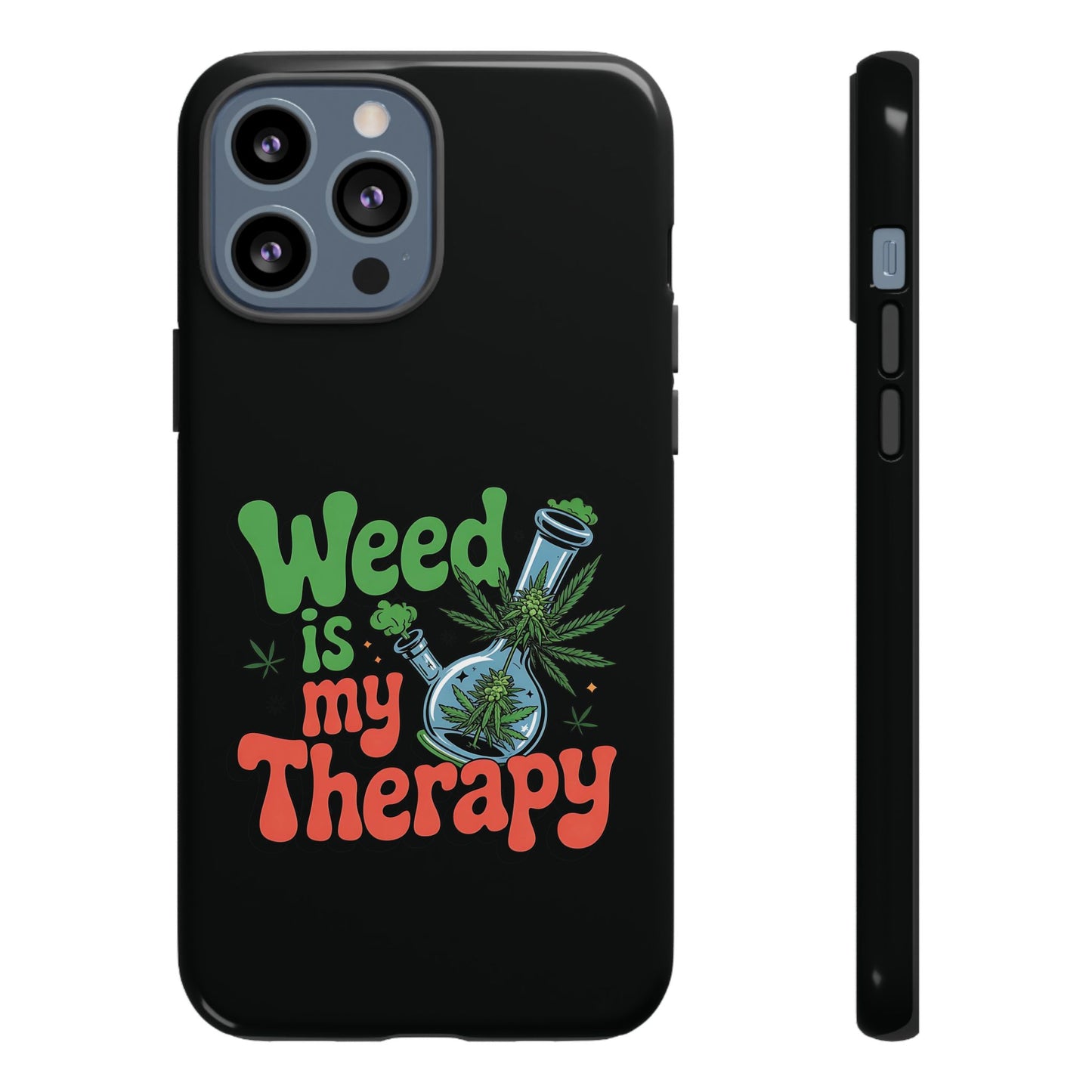 Phone Case — "Weed Is My Therapy" Retro Cannabis Design