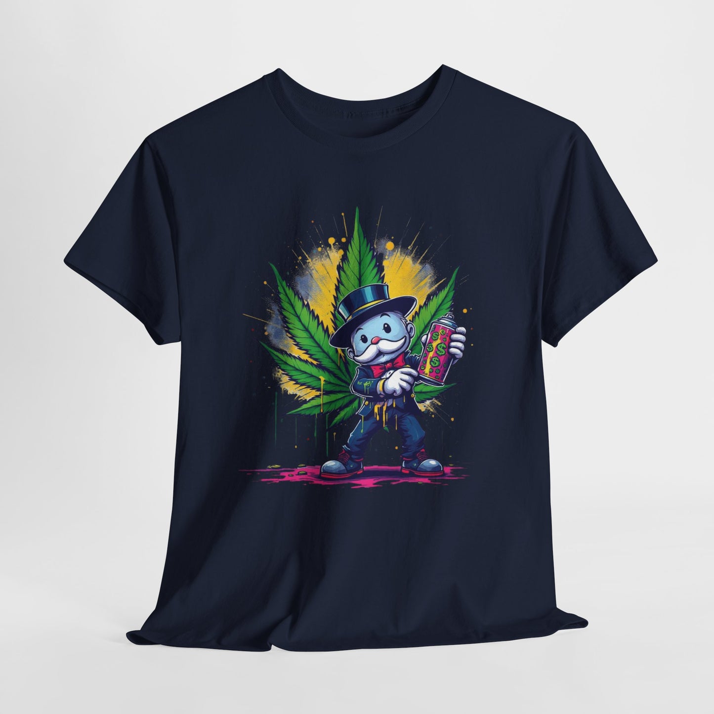 Cute Stoner Holiday Tee with Leaf and Spray Can