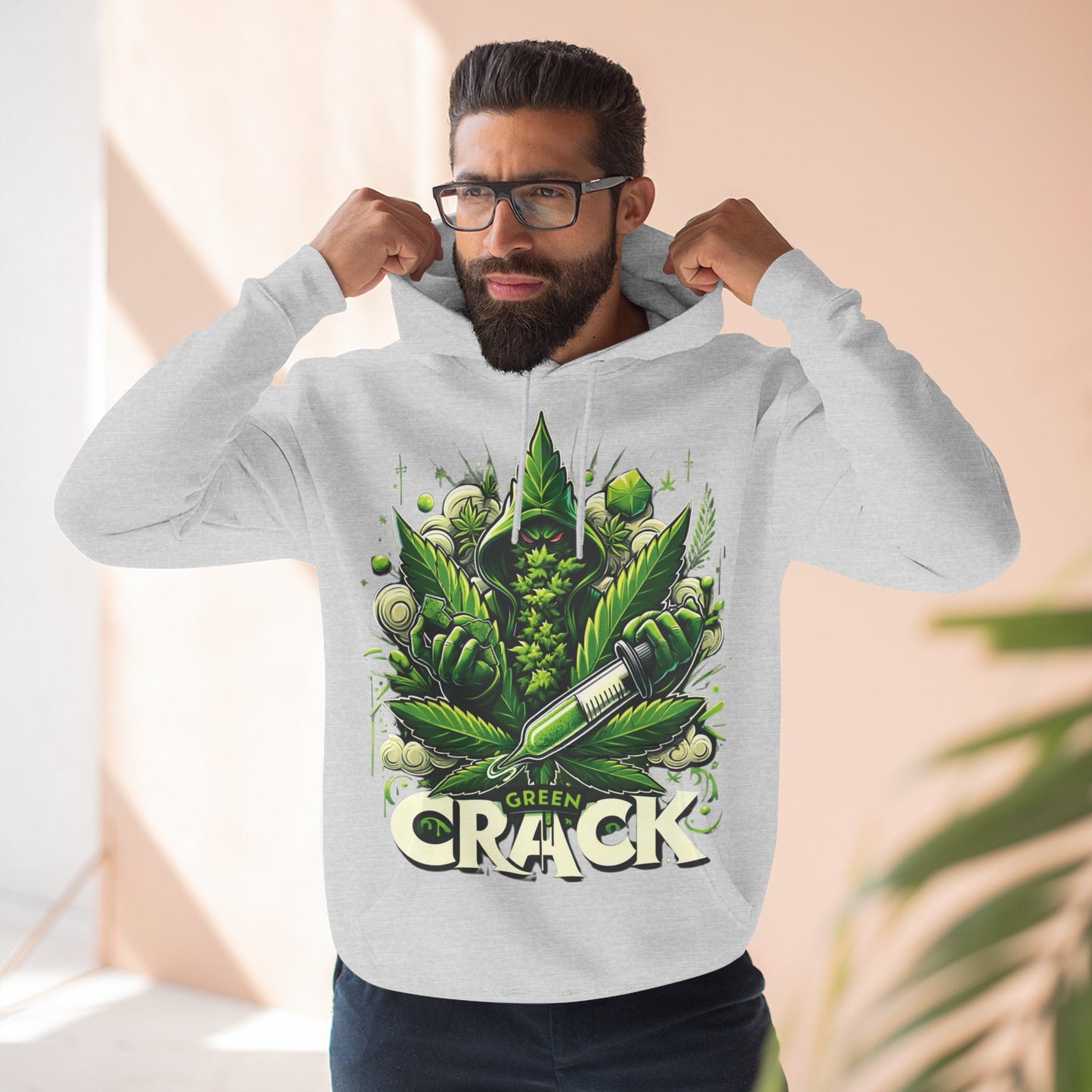 Green Crack Three-Panel Fleece Hoodie